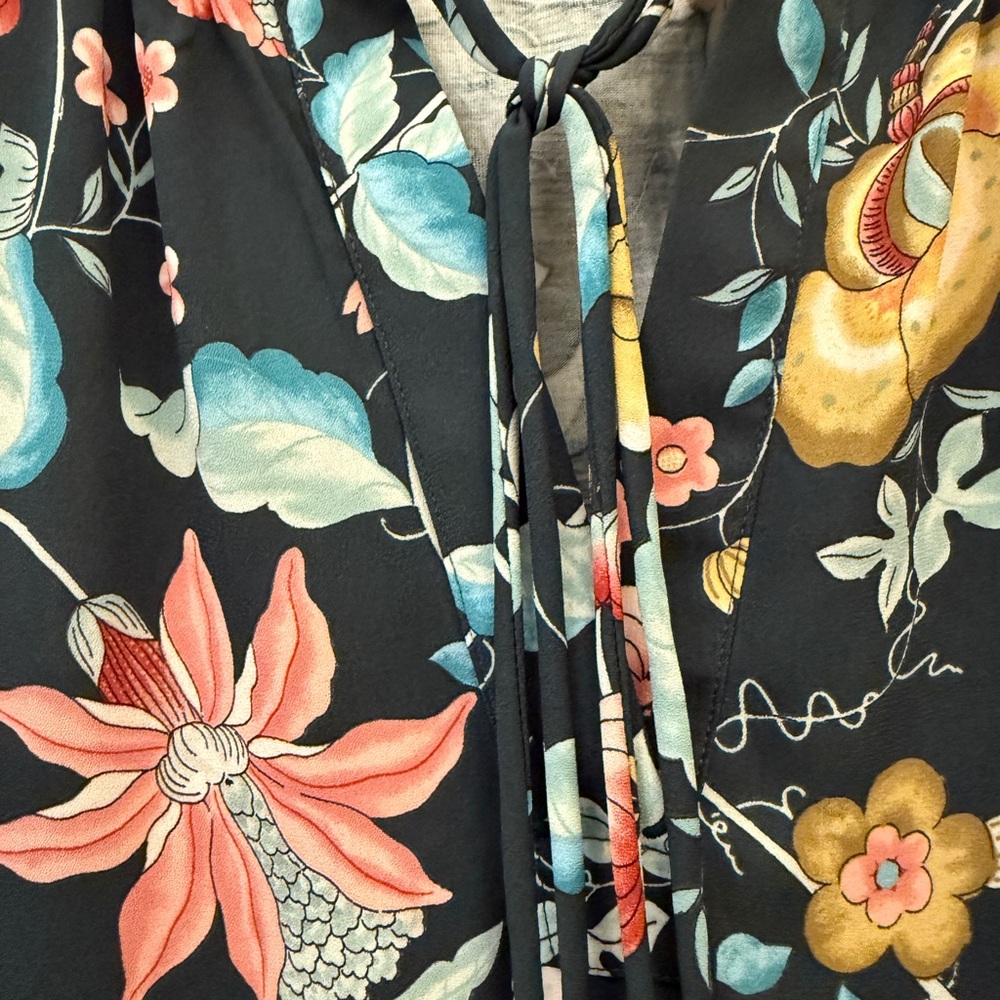 LOFT Floral Sleeveless Blouse - Dark Blue Multicolor - Picture 3 of 6